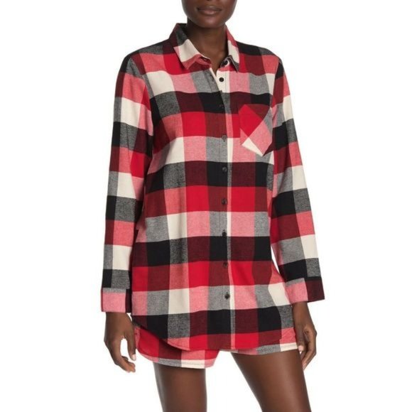 free press Other - Red Plaid Flannel Nightshirt Free Press L